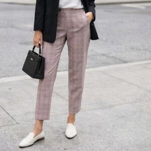 Zara Pull-On Plaid Trousers